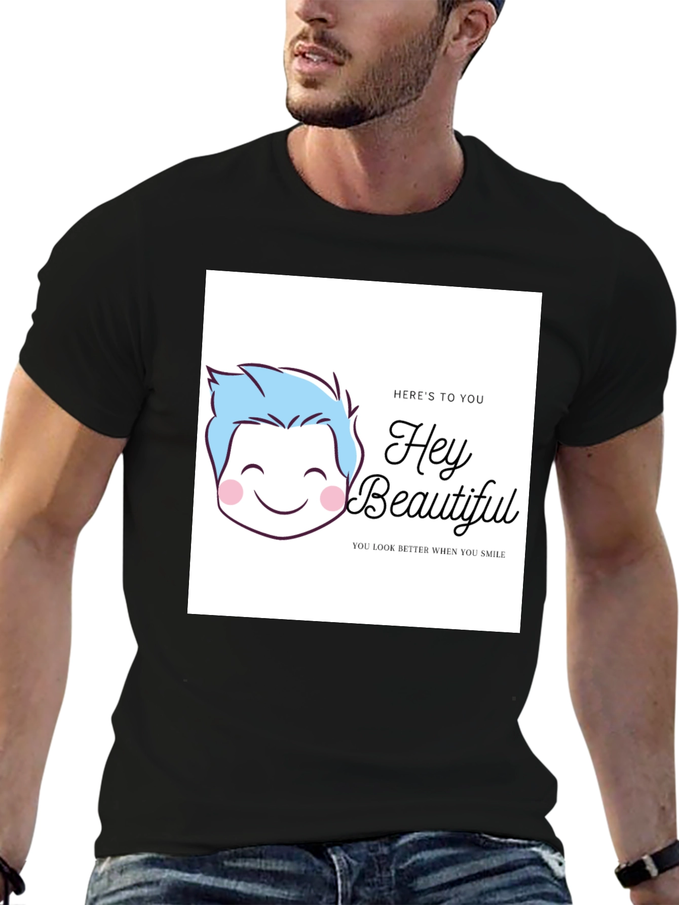 Hey Beautiful Graphic Tee - Black Cotton T-Shirt