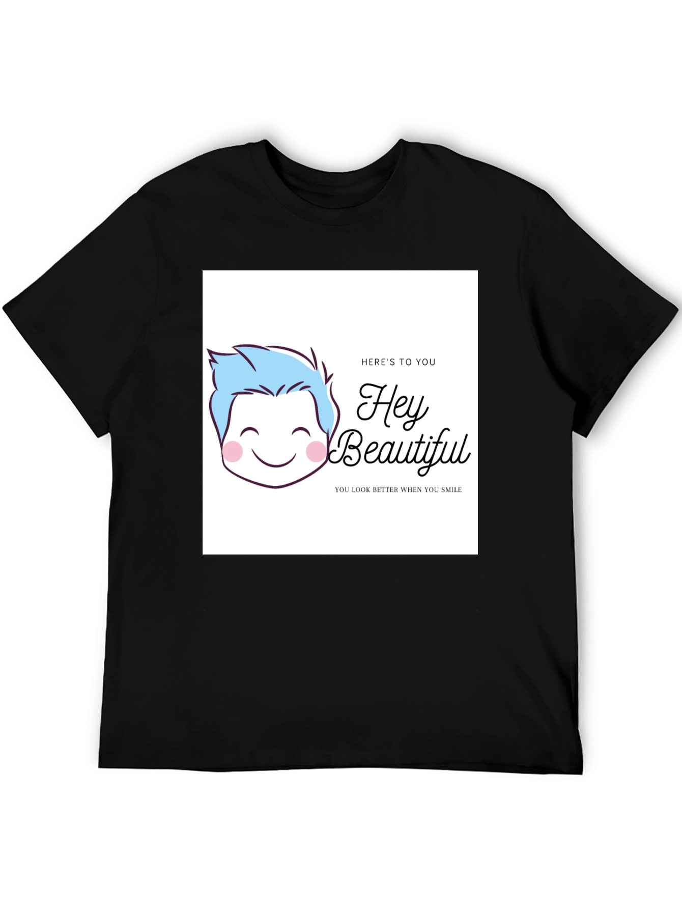 Hey Beautiful Graphic Tee - Black Cotton T-Shirt