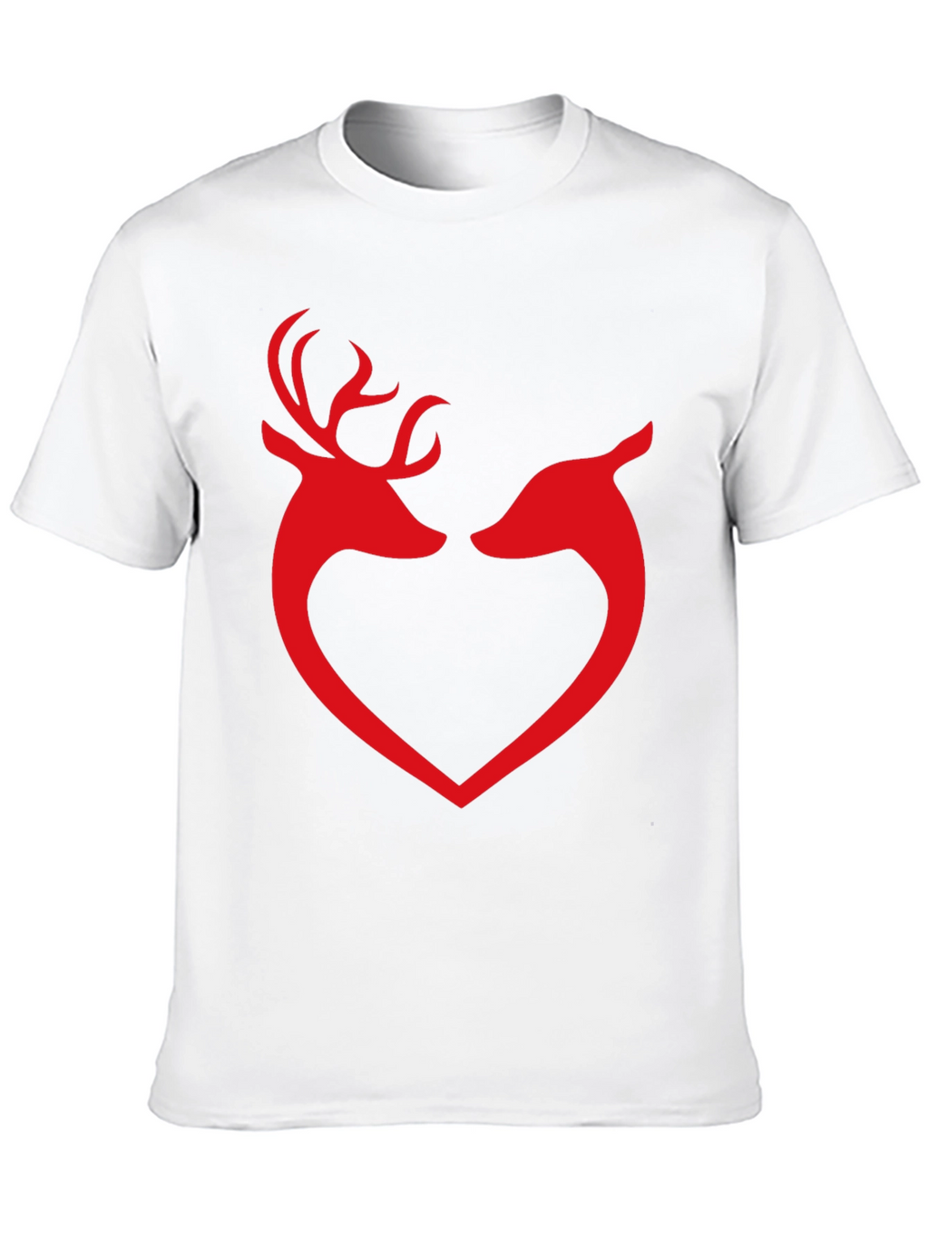 Deer Love Heart Graphic Tee - Black Cotton T-Shirt