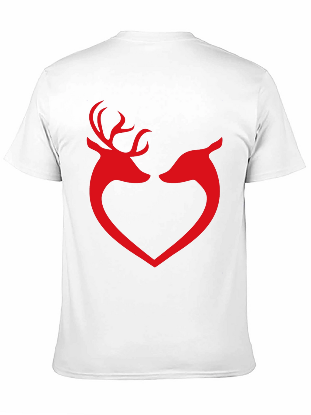 Deer Love Heart Graphic Tee - Black Cotton T-Shirt