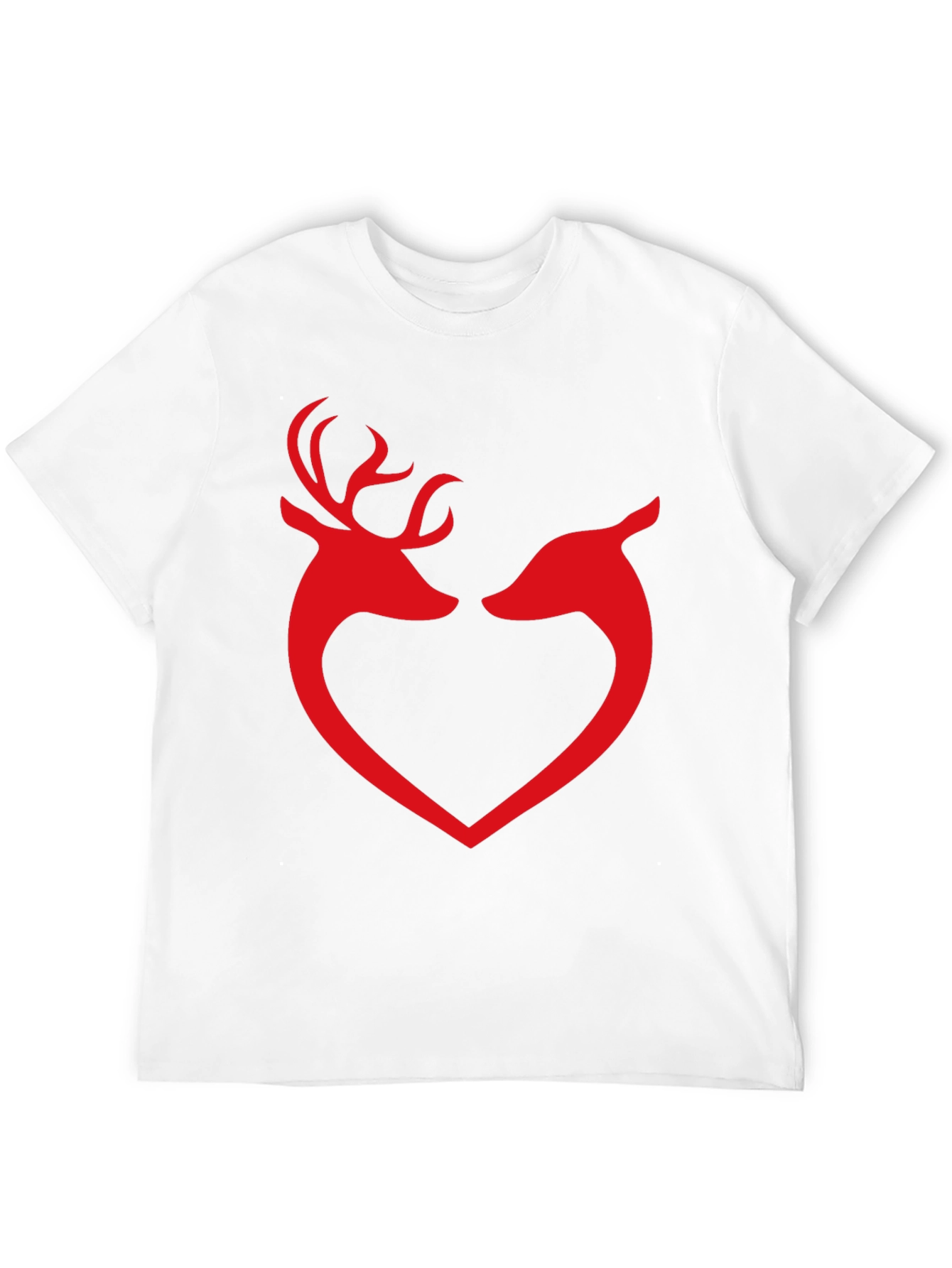 Deer Love Heart Graphic Tee - Black Cotton T-Shirt