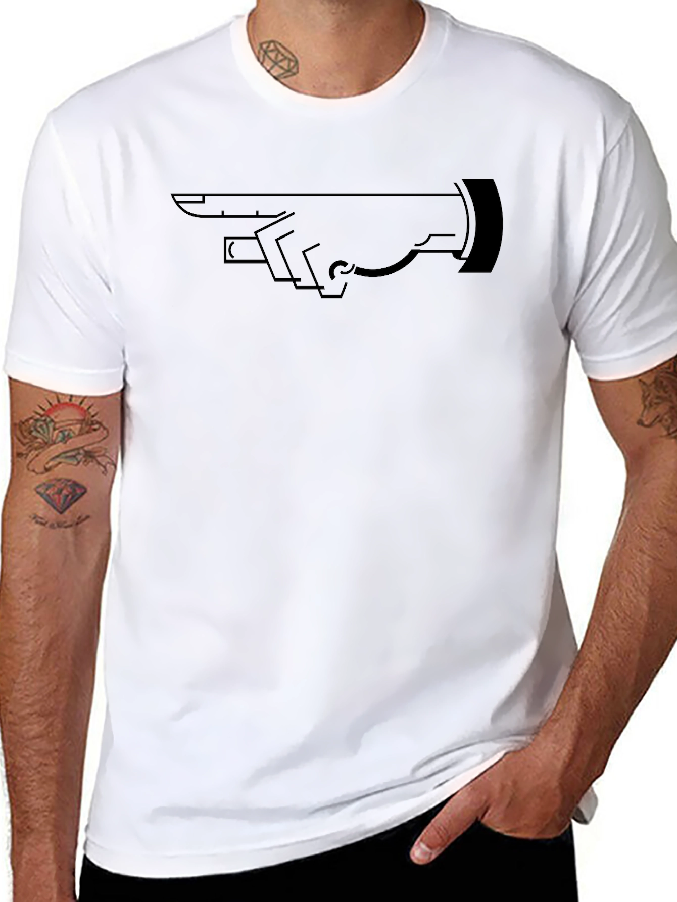 Pointing Hand Graphic Tee - Mens Black T-Shirt
