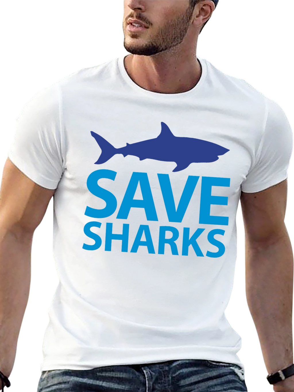 Save Sharks T-Shirt - Black Cotton Tee