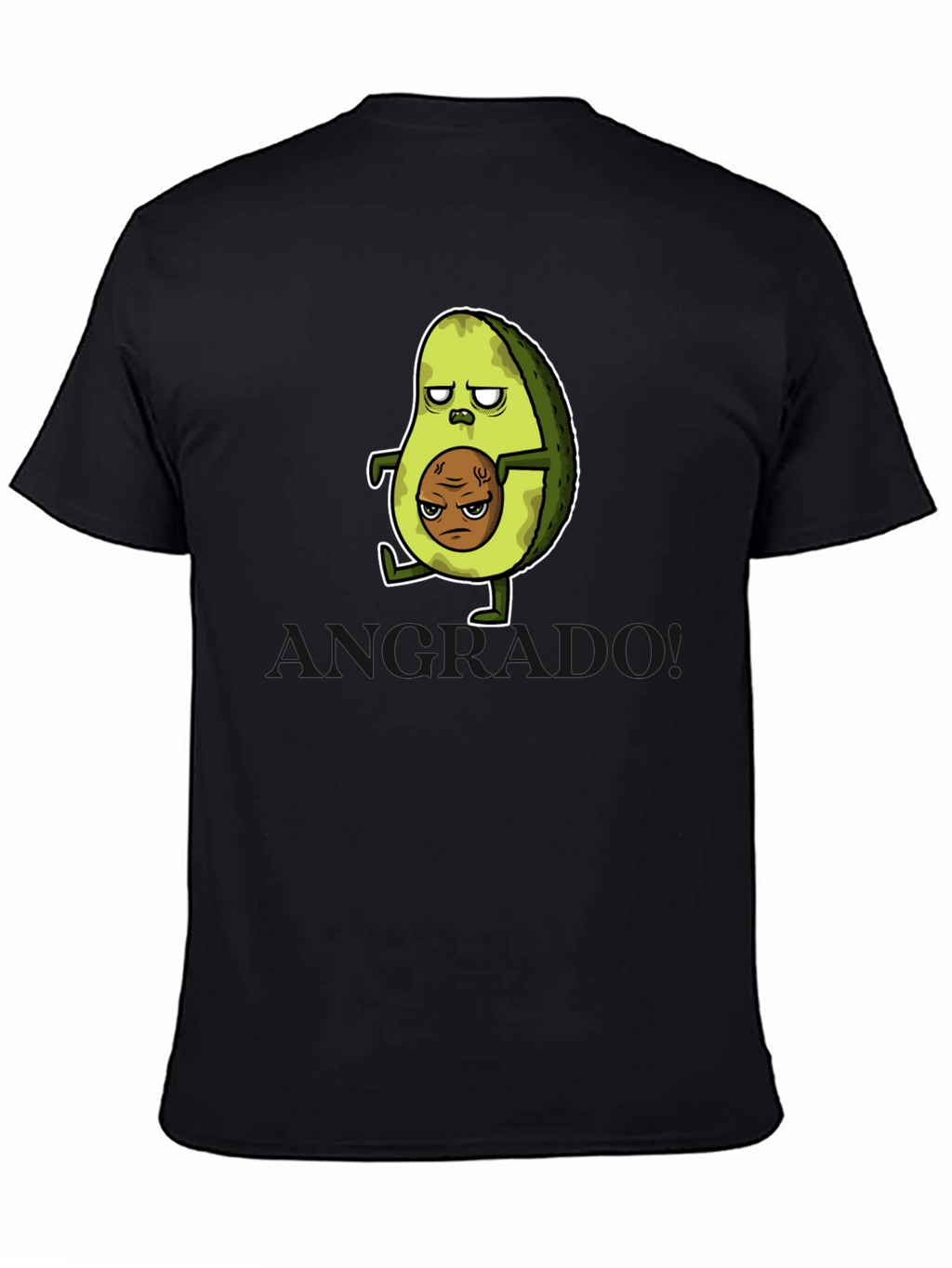 Funny Avocado Cartoon Graphic T-Shirt - Black