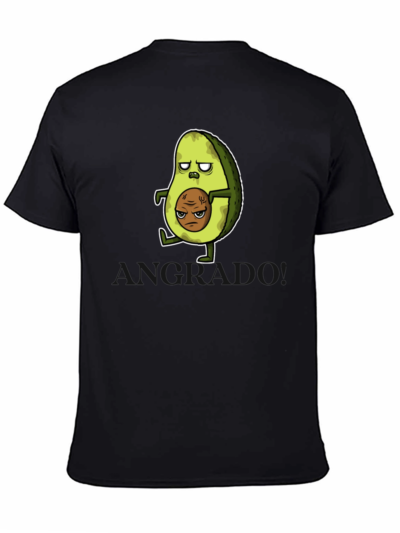 Funny Avocado Cartoon Graphic T-Shirt - Black