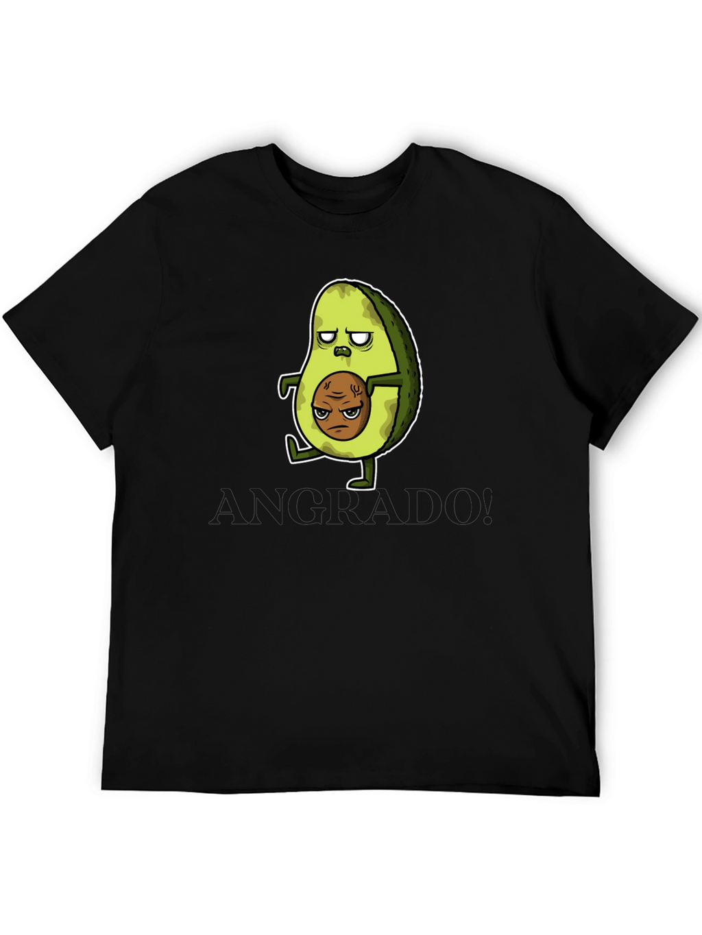 Funny Avocado Cartoon Graphic T-Shirt - Black