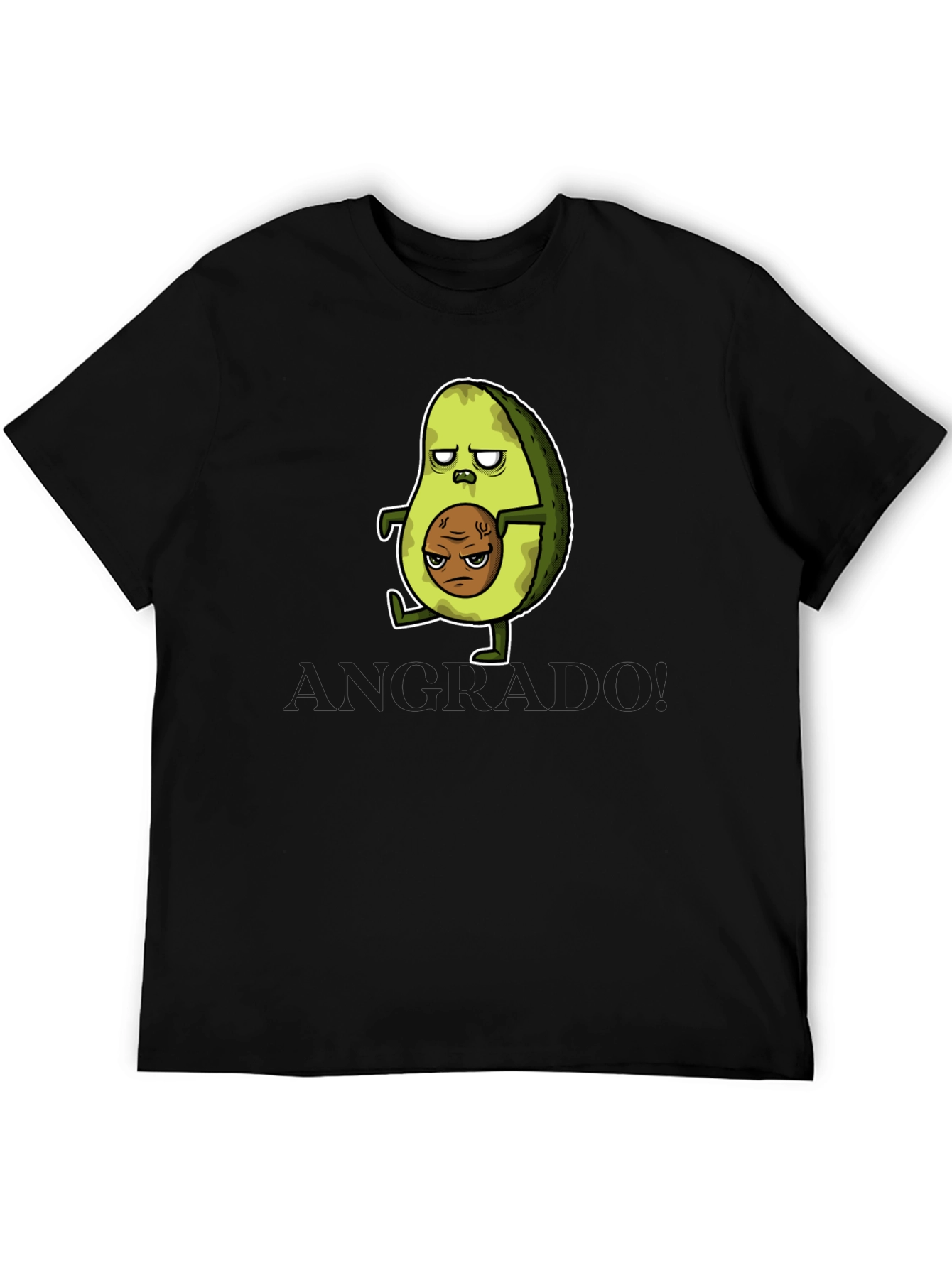 Funny Avocado Cartoon Graphic T-Shirt - Black