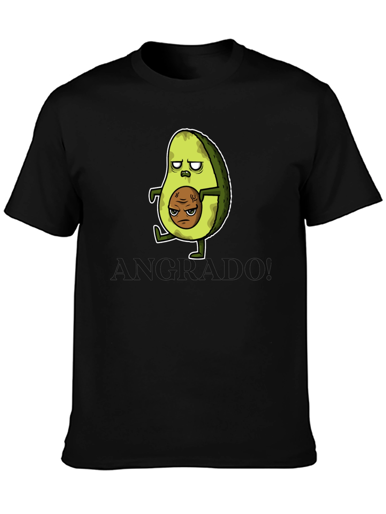 Funny Avocado Cartoon Graphic T-Shirt - Black