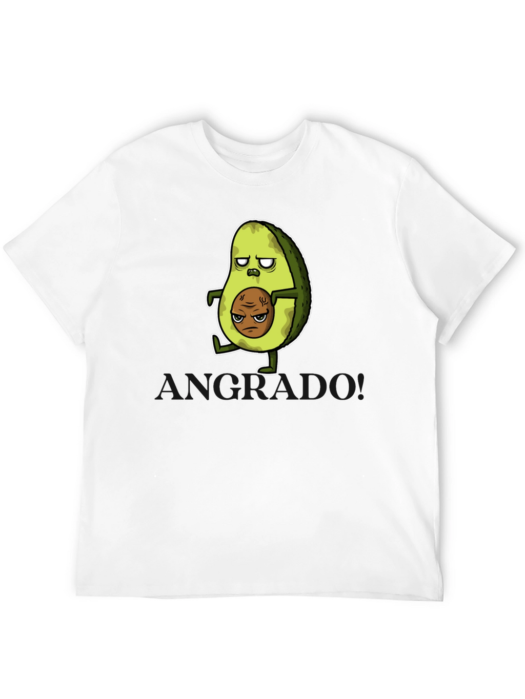 Funny Avocado Cartoon Graphic T-Shirt - Black