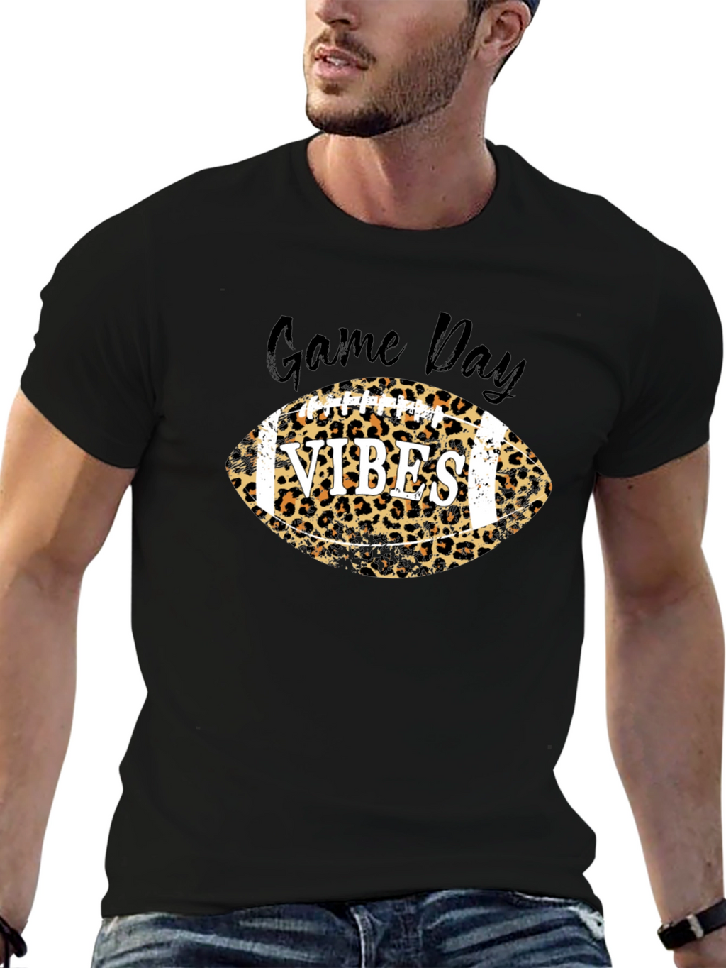 Game Day Vibes Football Leopard Print T-Shirt