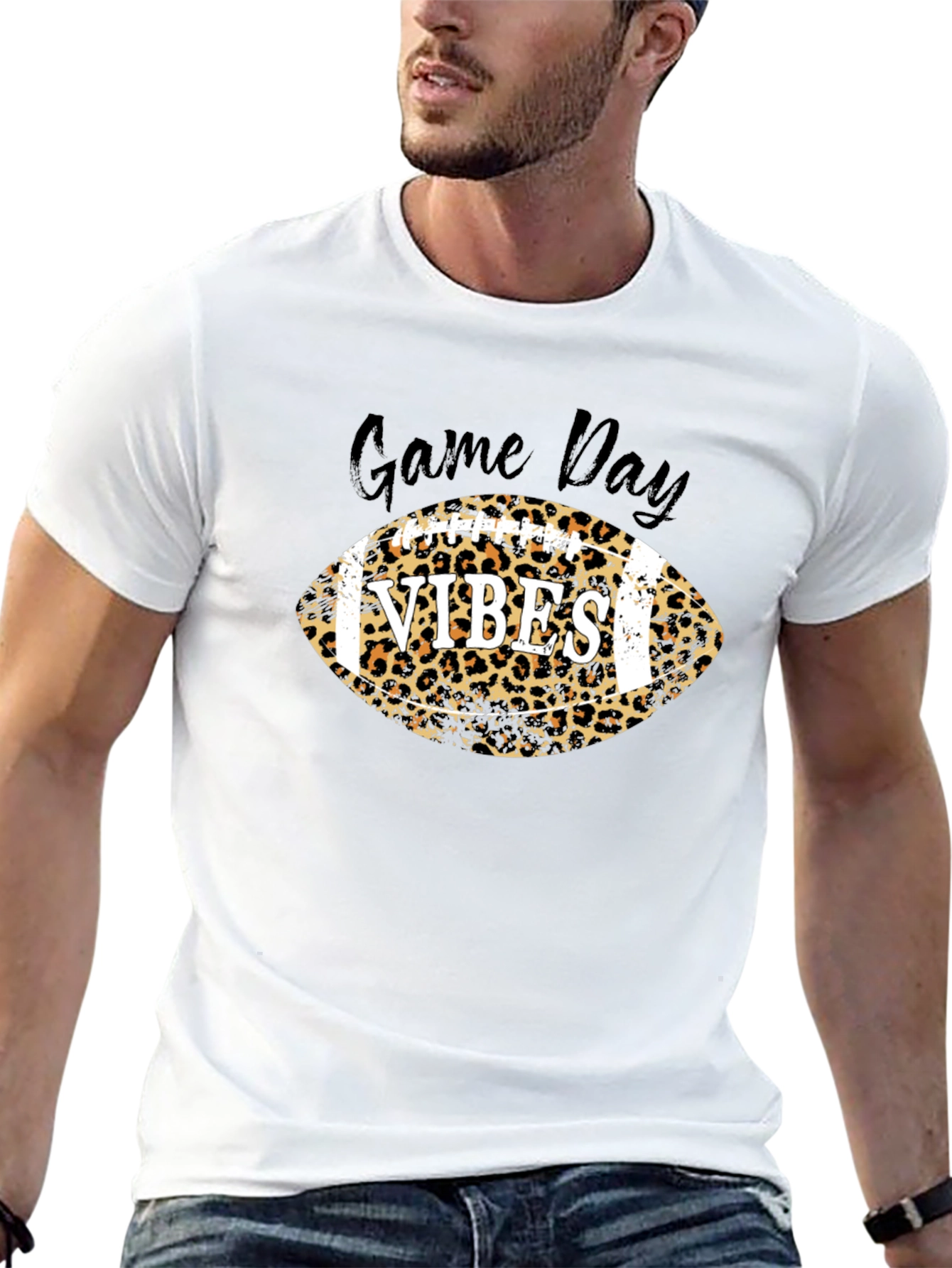 Game Day Vibes Football Leopard Print T-Shirt