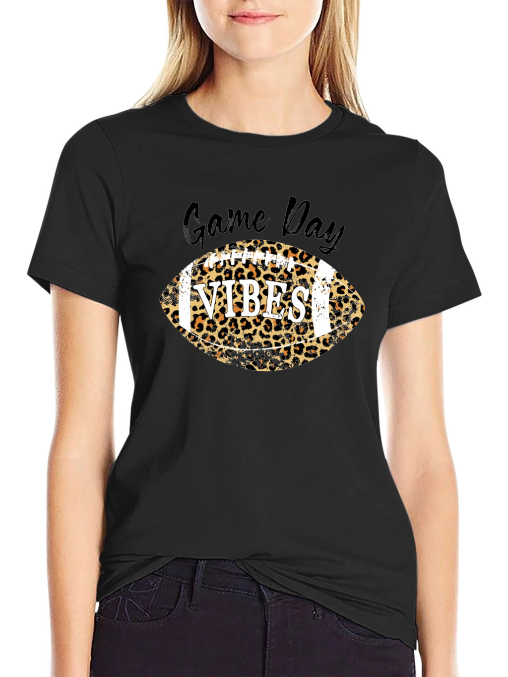 Game Day Vibes Football Leopard Print T-Shirt