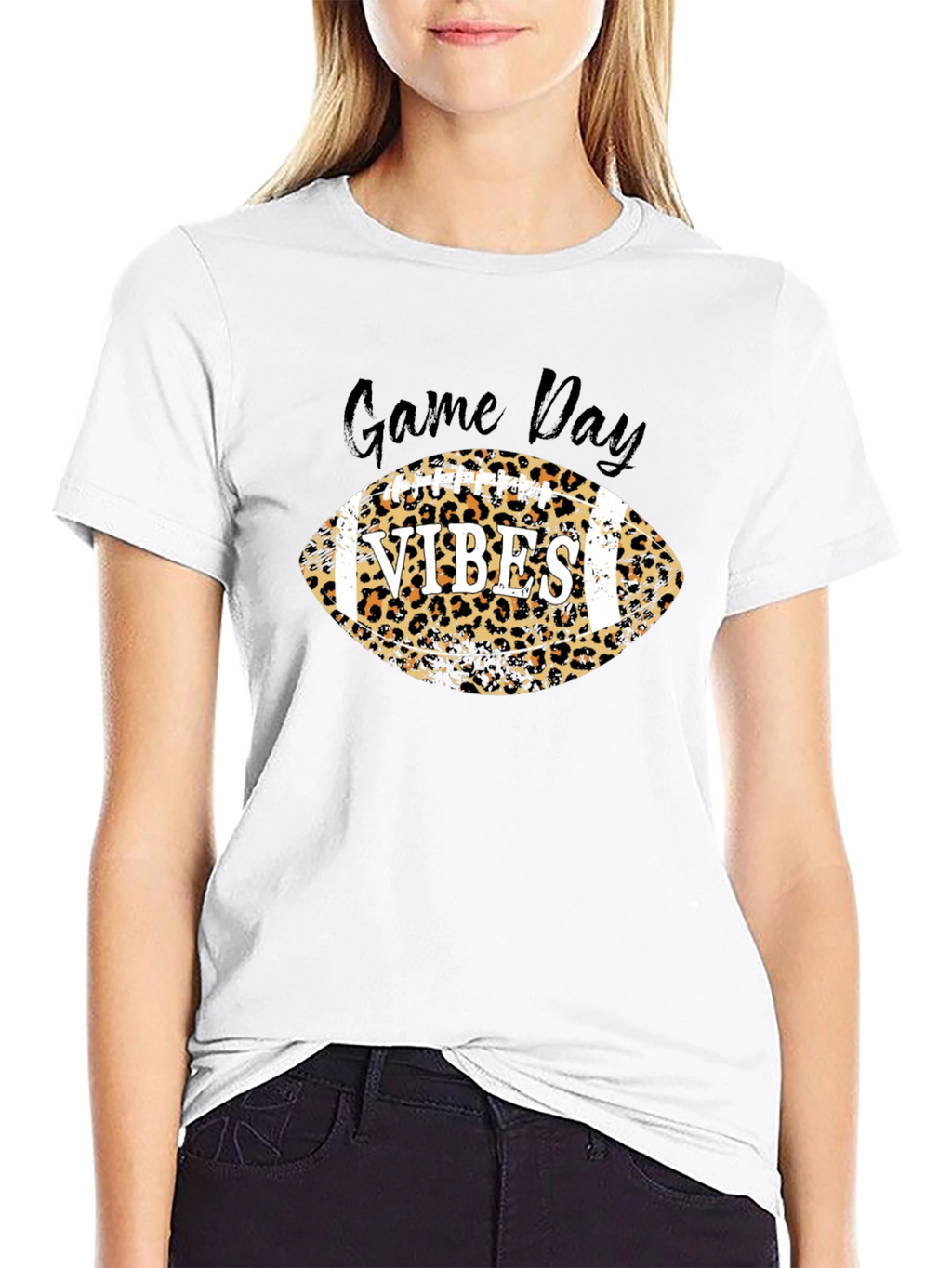 Game Day Vibes Football Leopard Print T-Shirt