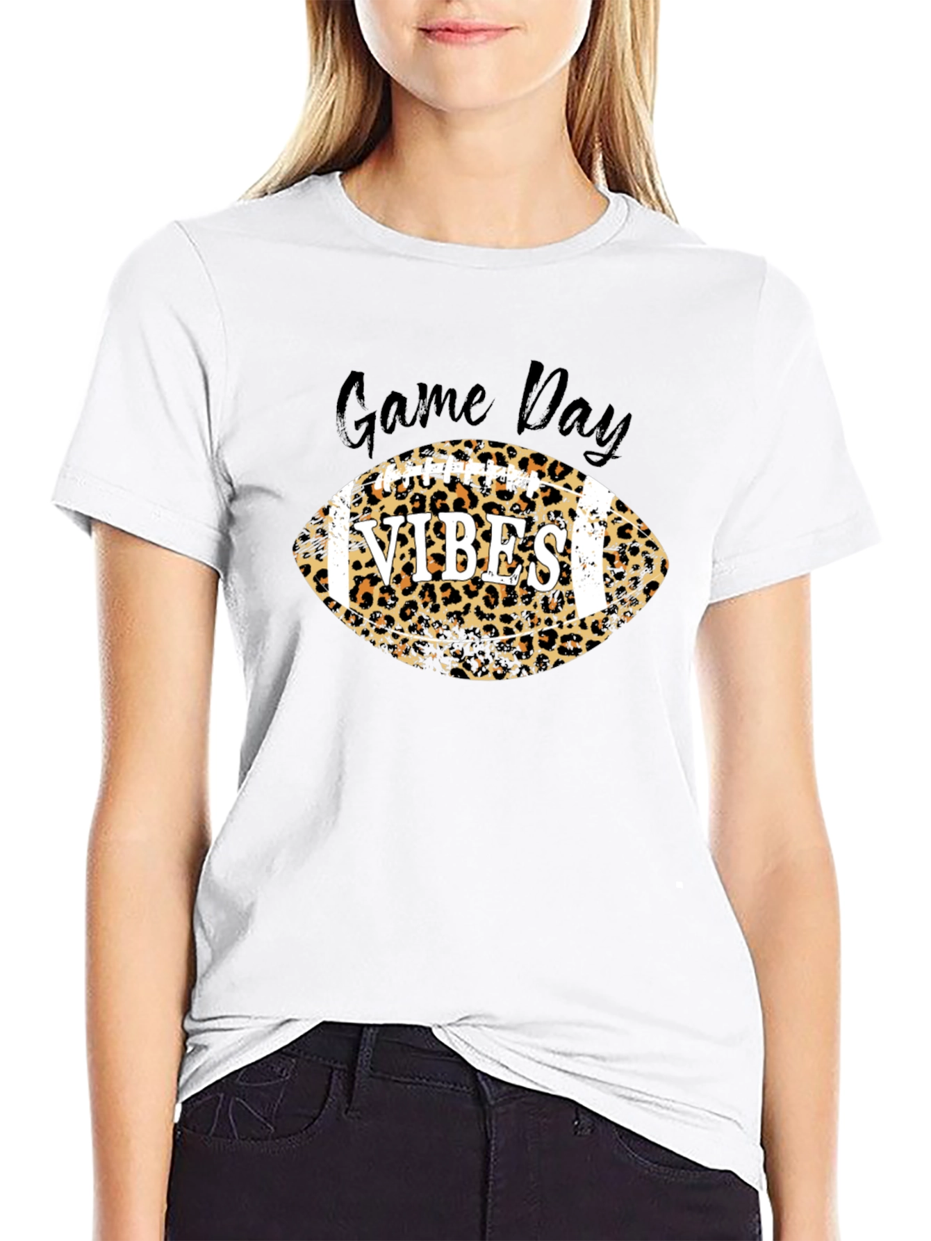 Game Day Vibes Football Leopard Print T-Shirt