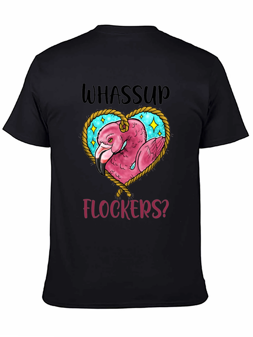 Whassup Flockers T-Shirt Flamingo Heart Design