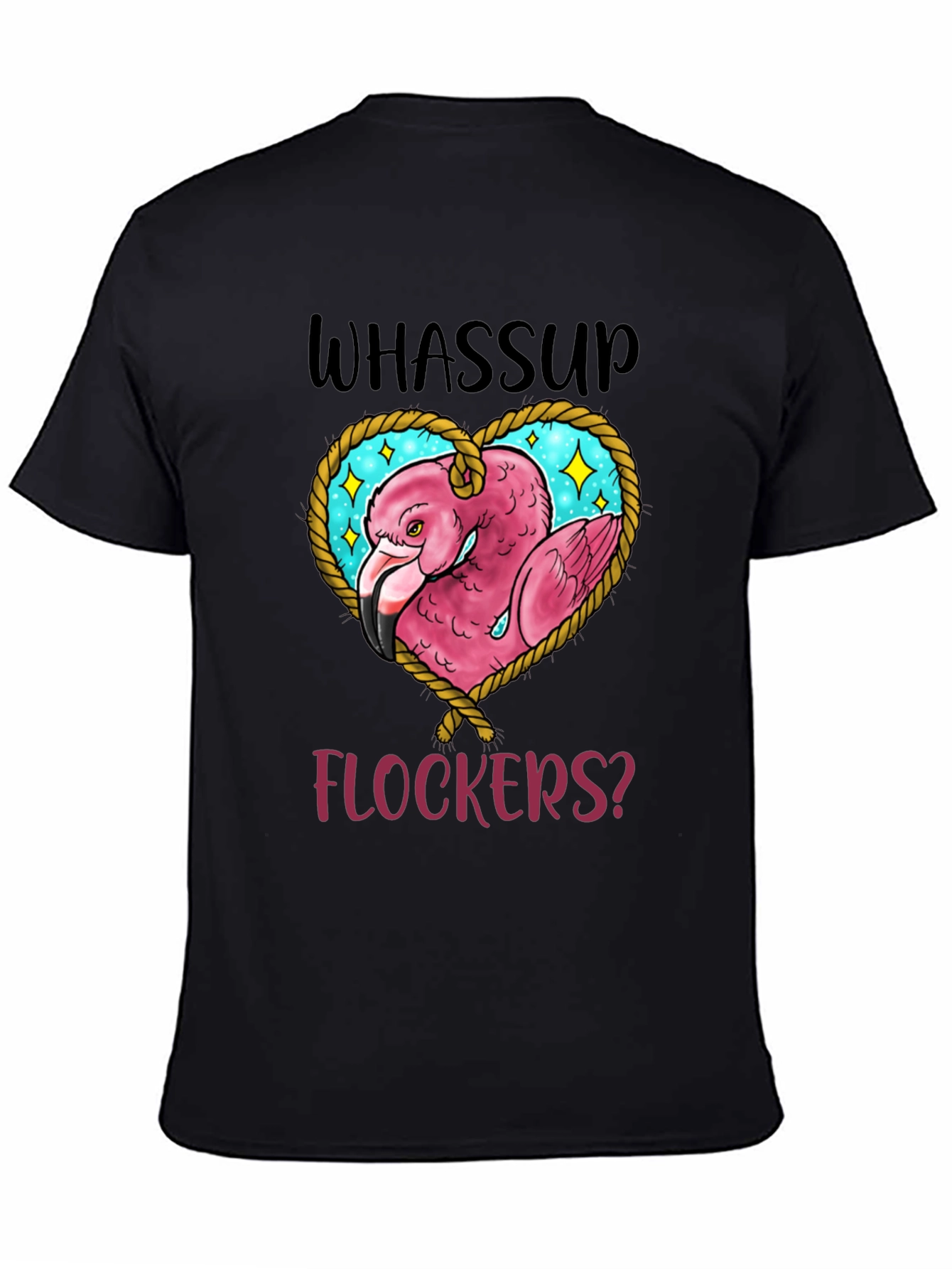 Whassup Flockers T-Shirt Flamingo Heart Design