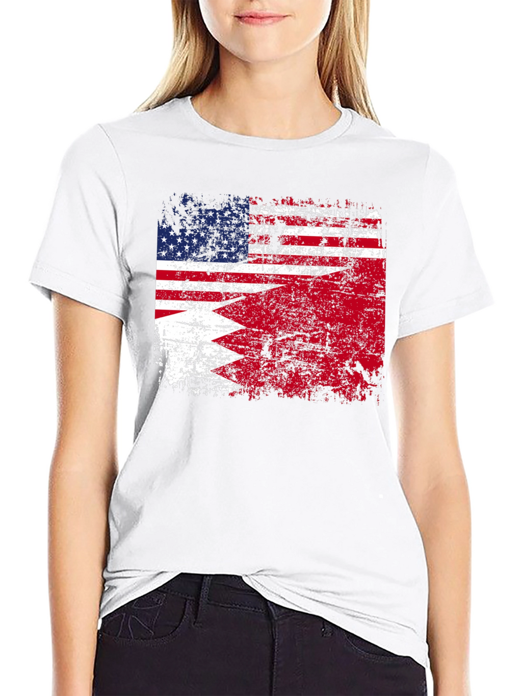 USA Bahrain Flag Graphic T-Shirt
