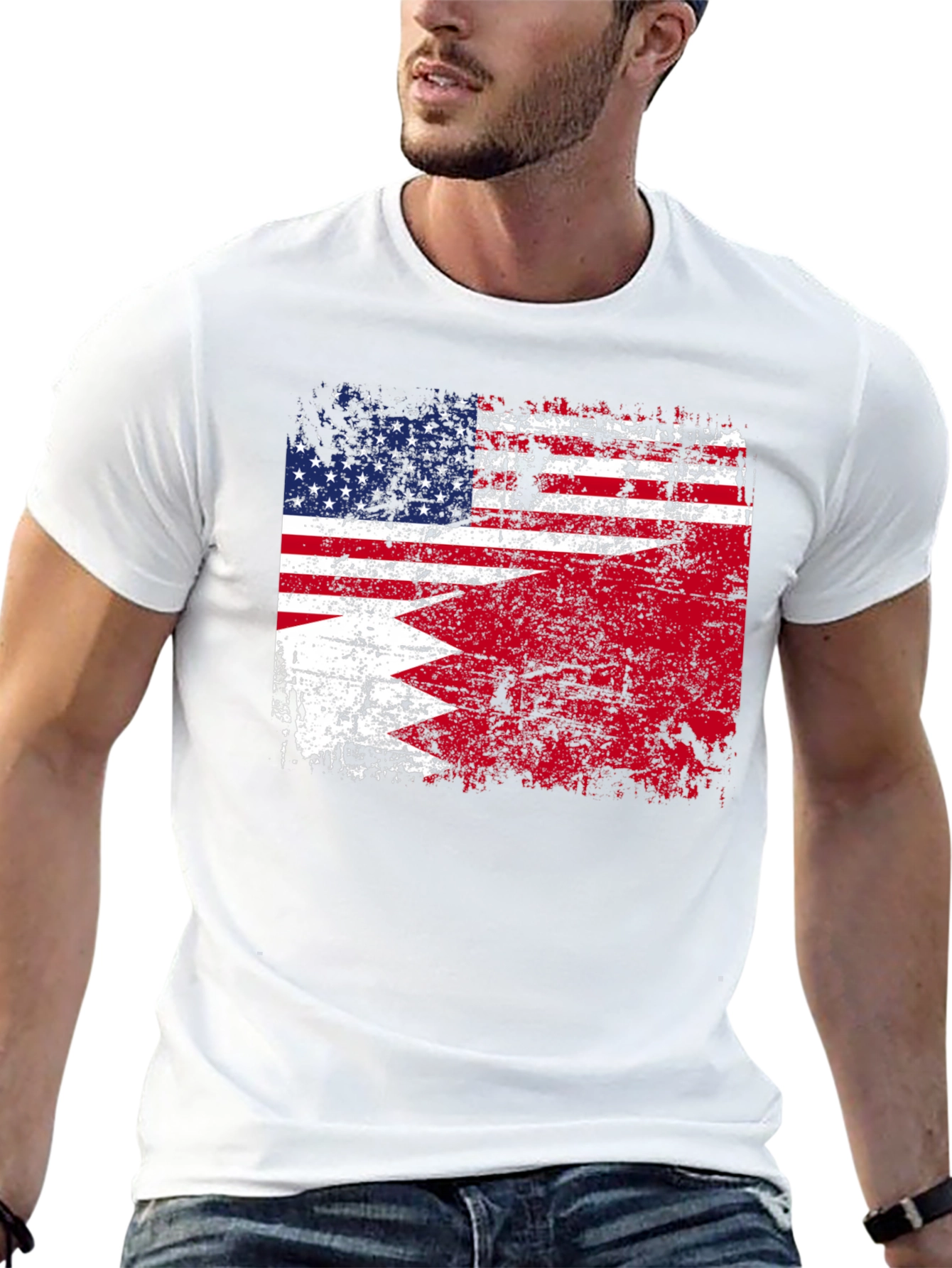USA Bahrain Flag Graphic T-Shirt