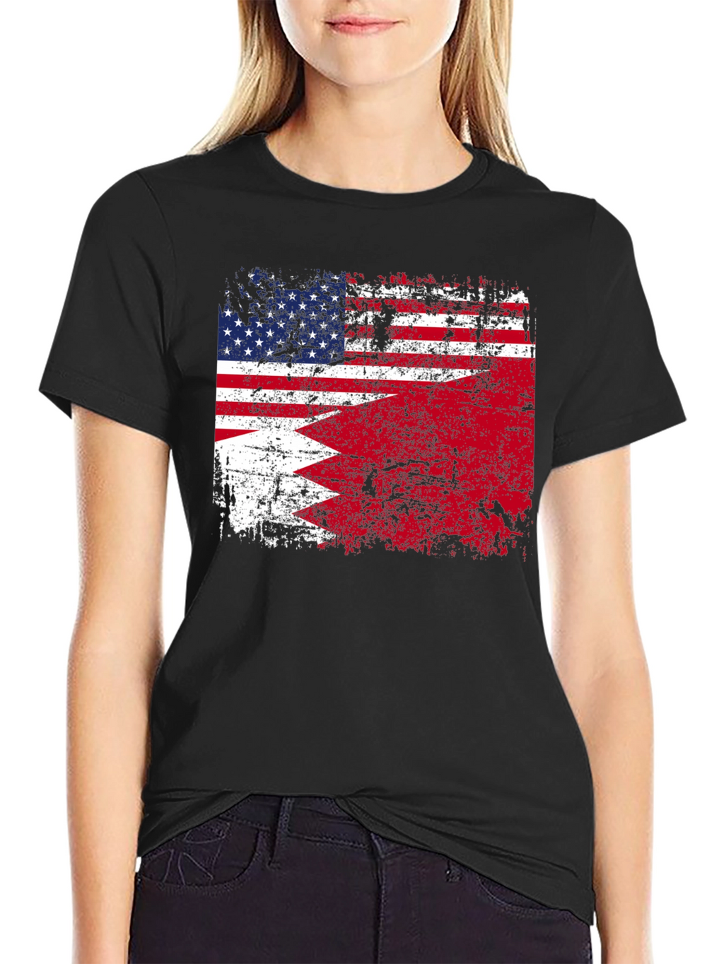 USA Bahrain Flag Graphic T-Shirt