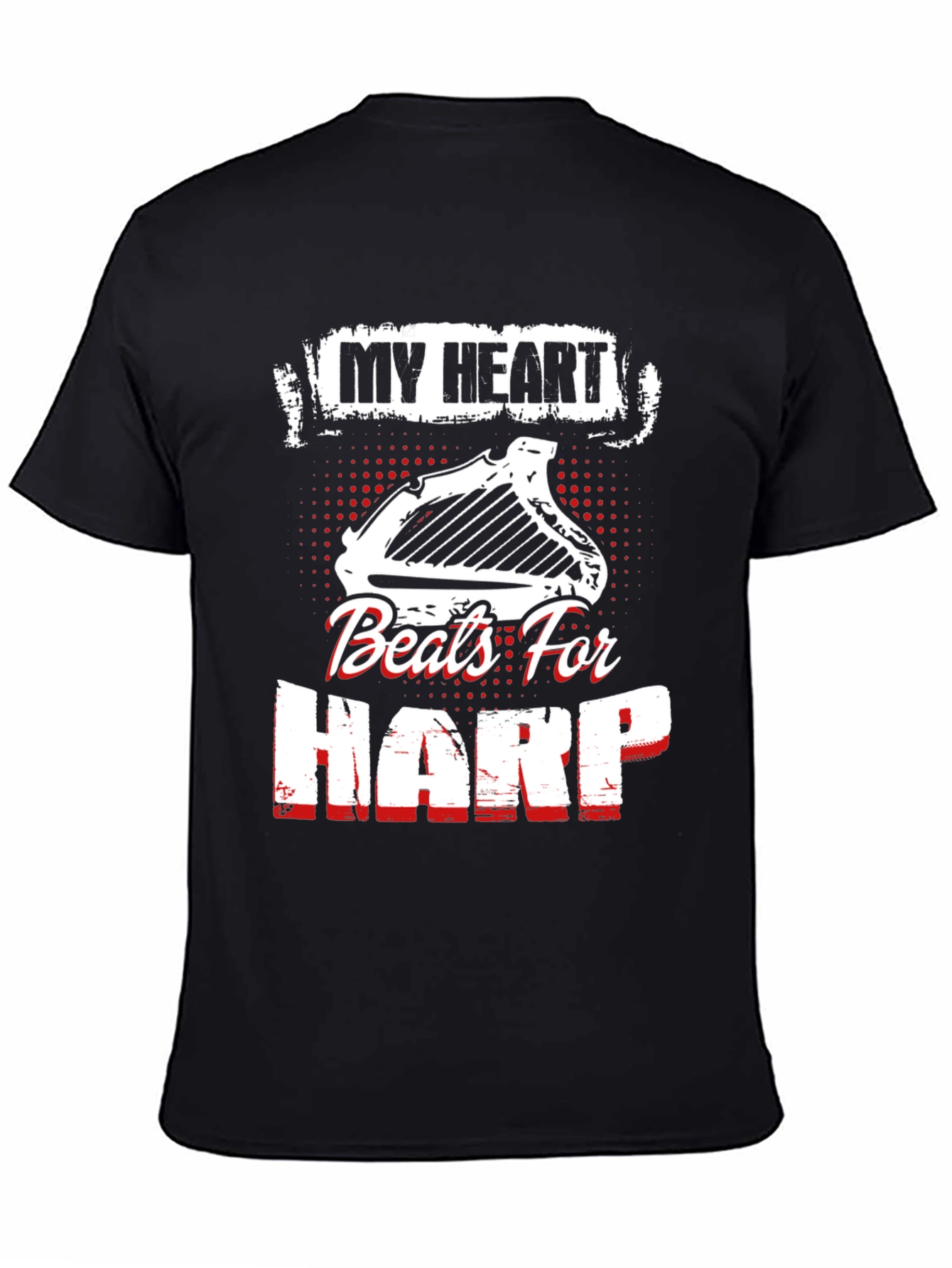 My Heart Beats For Harp Black T-Shirt