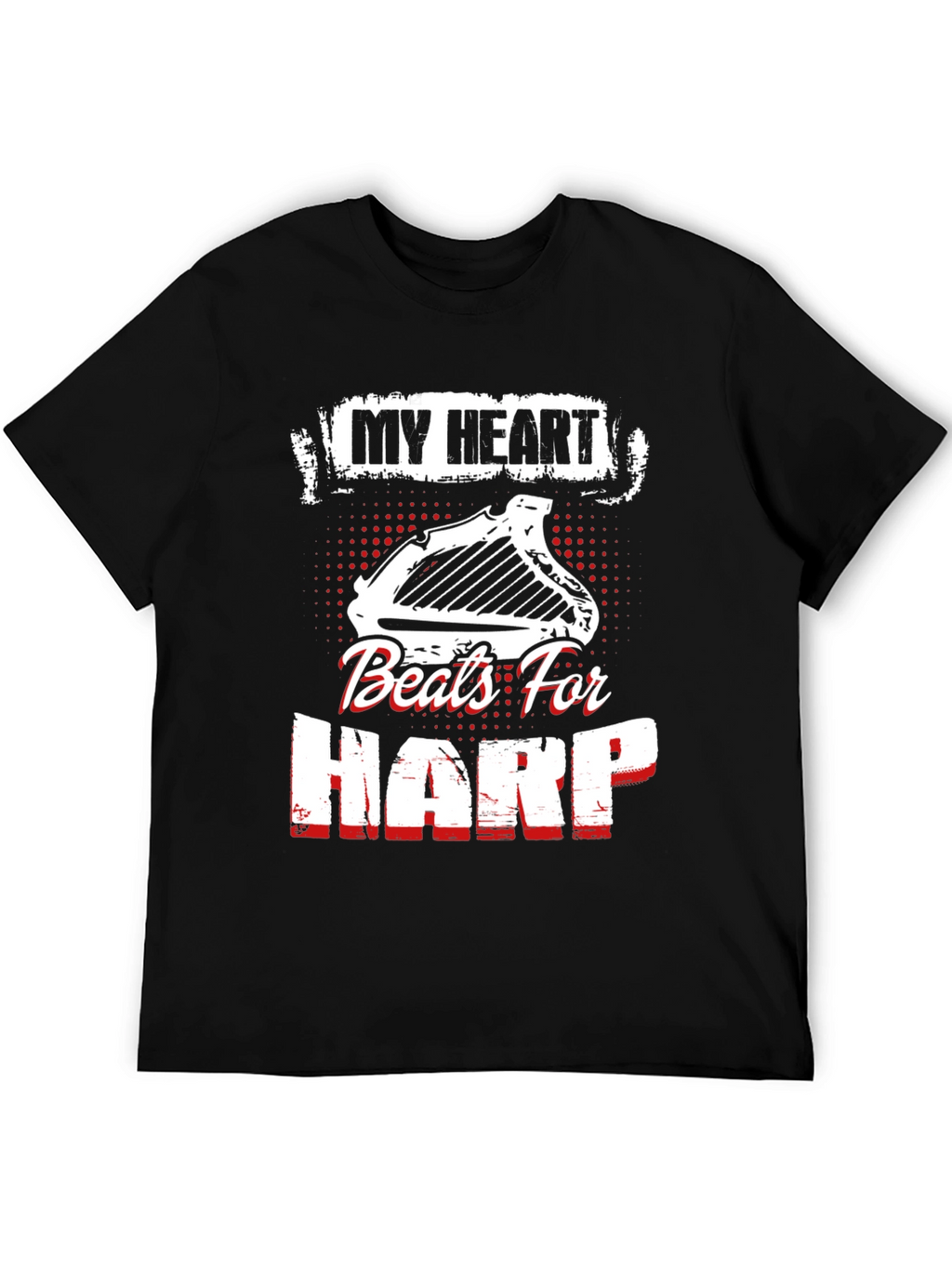 My Heart Beats For Harp Black T-Shirt