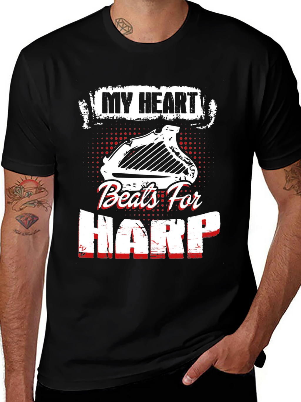 My Heart Beats For Harp Black T-Shirt