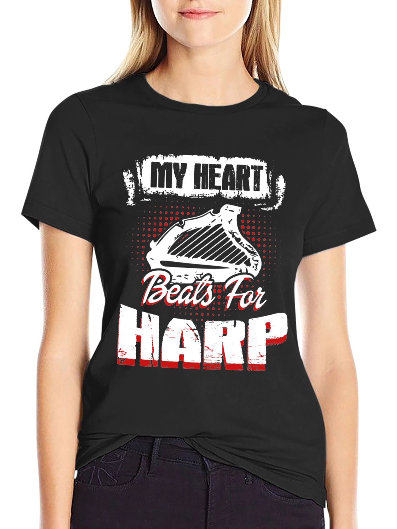 My Heart Beats For Harp Black T-Shirt