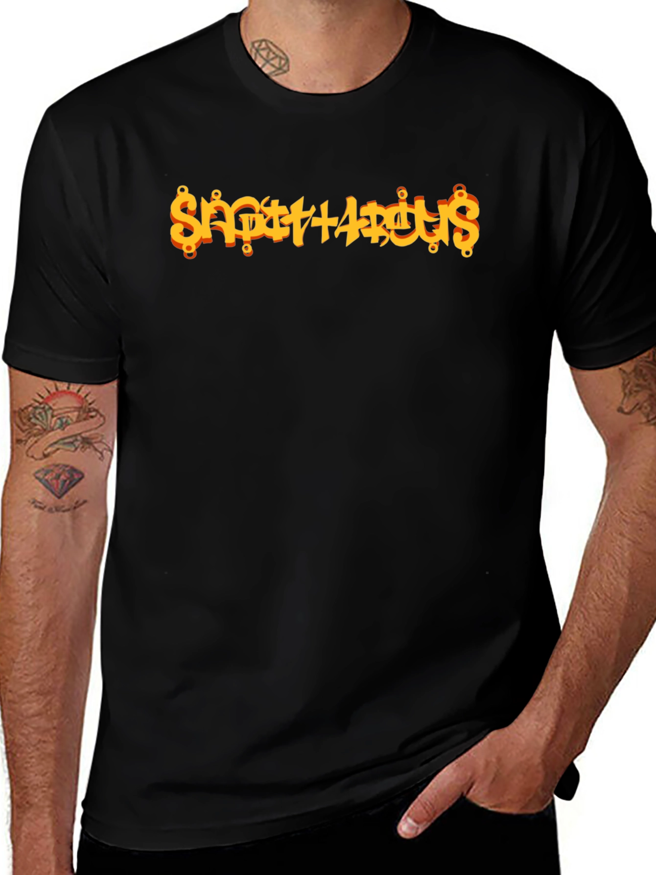 Sagittarius Zodiac Graphic Print Tee - Black