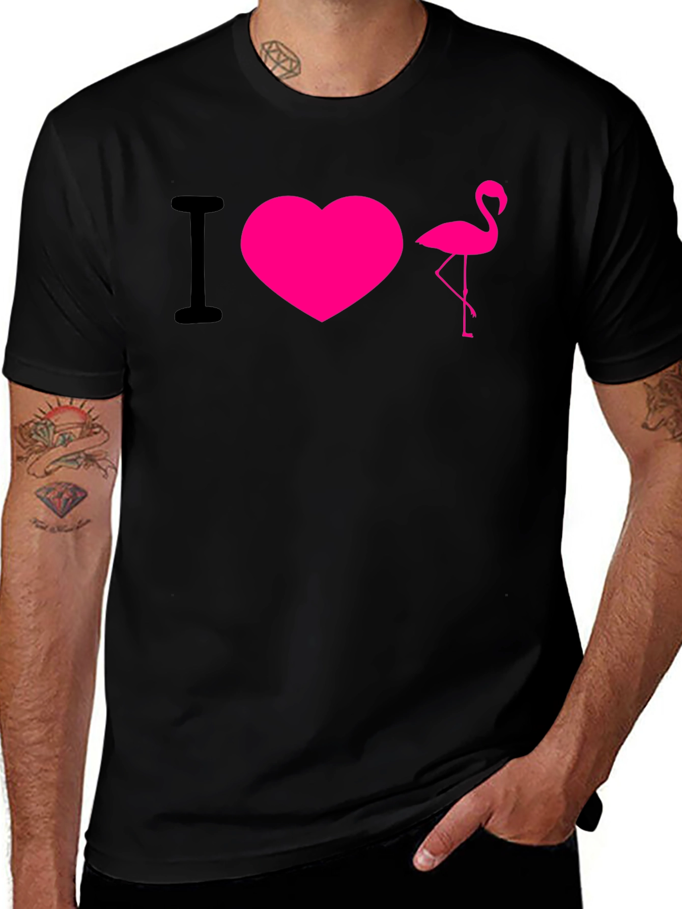 I Love Flamingos T-Shirt - Hot Pink Design