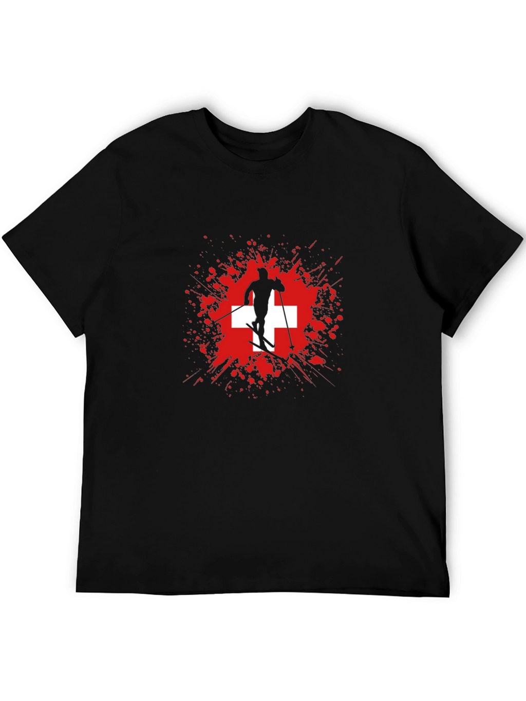 Swiss Skier Graphic Tee - Black
