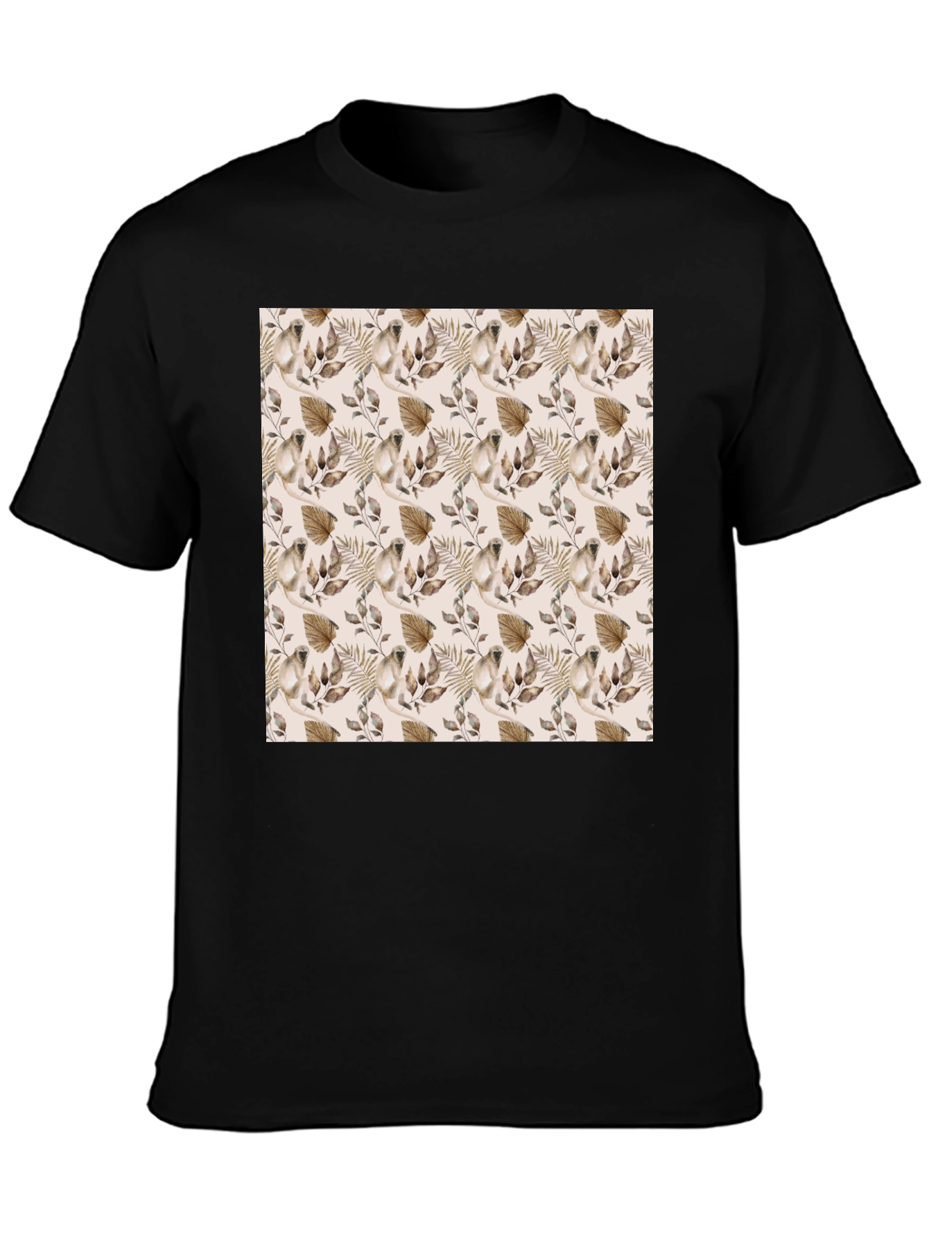 Botanical Pattern Black T-Shirt