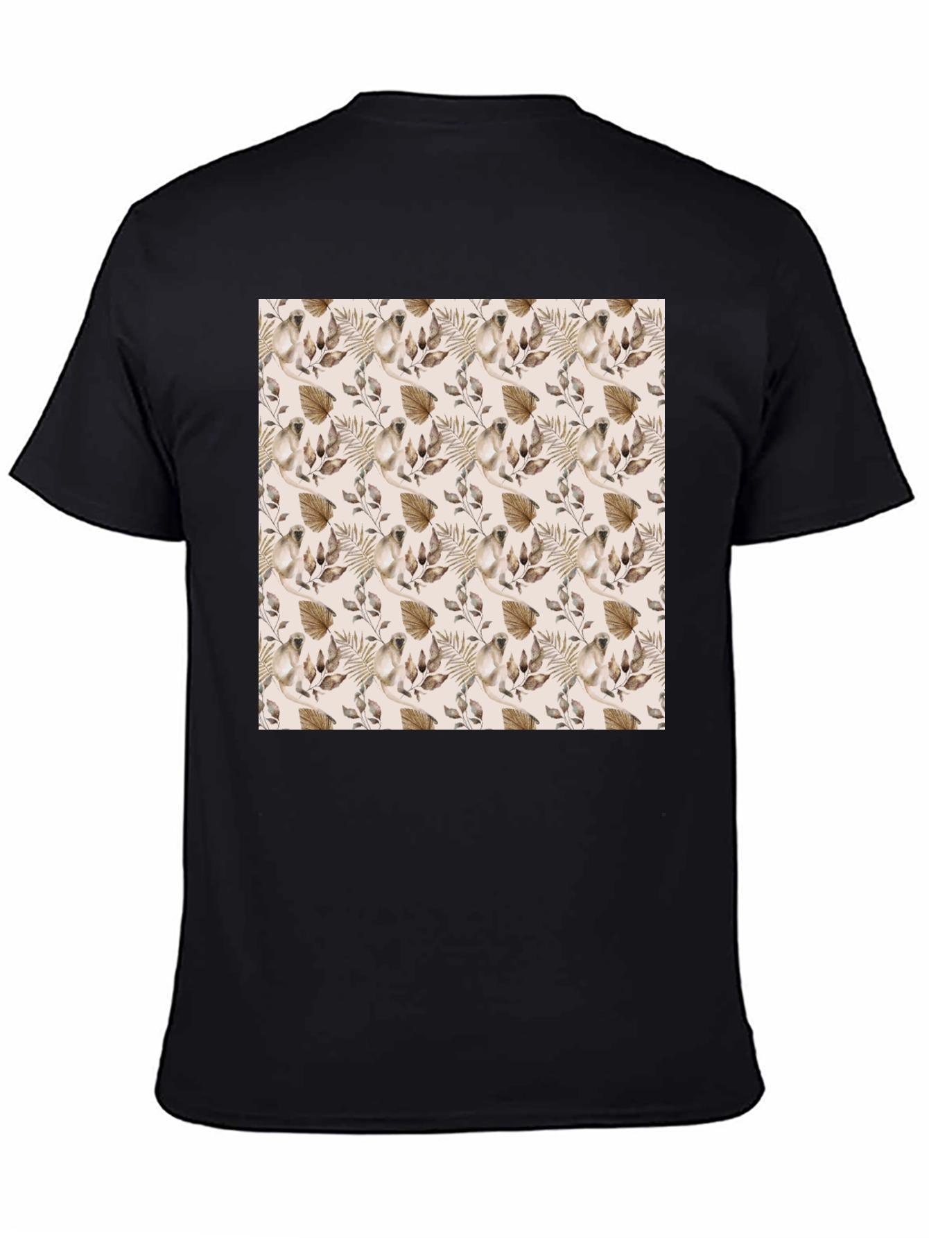 Botanical Pattern Black T-Shirt