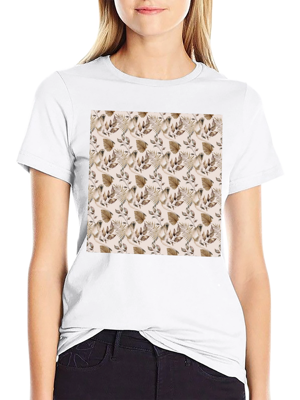 Botanical Pattern Black T-Shirt