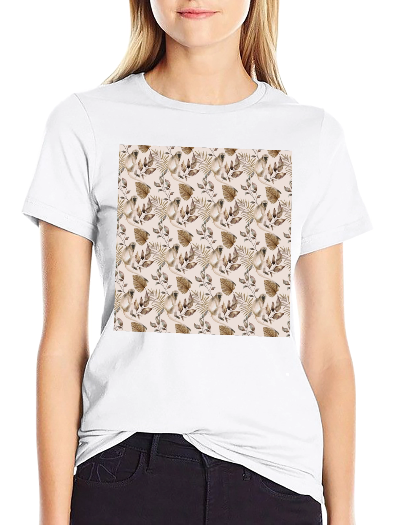 Botanical Pattern Black T-Shirt