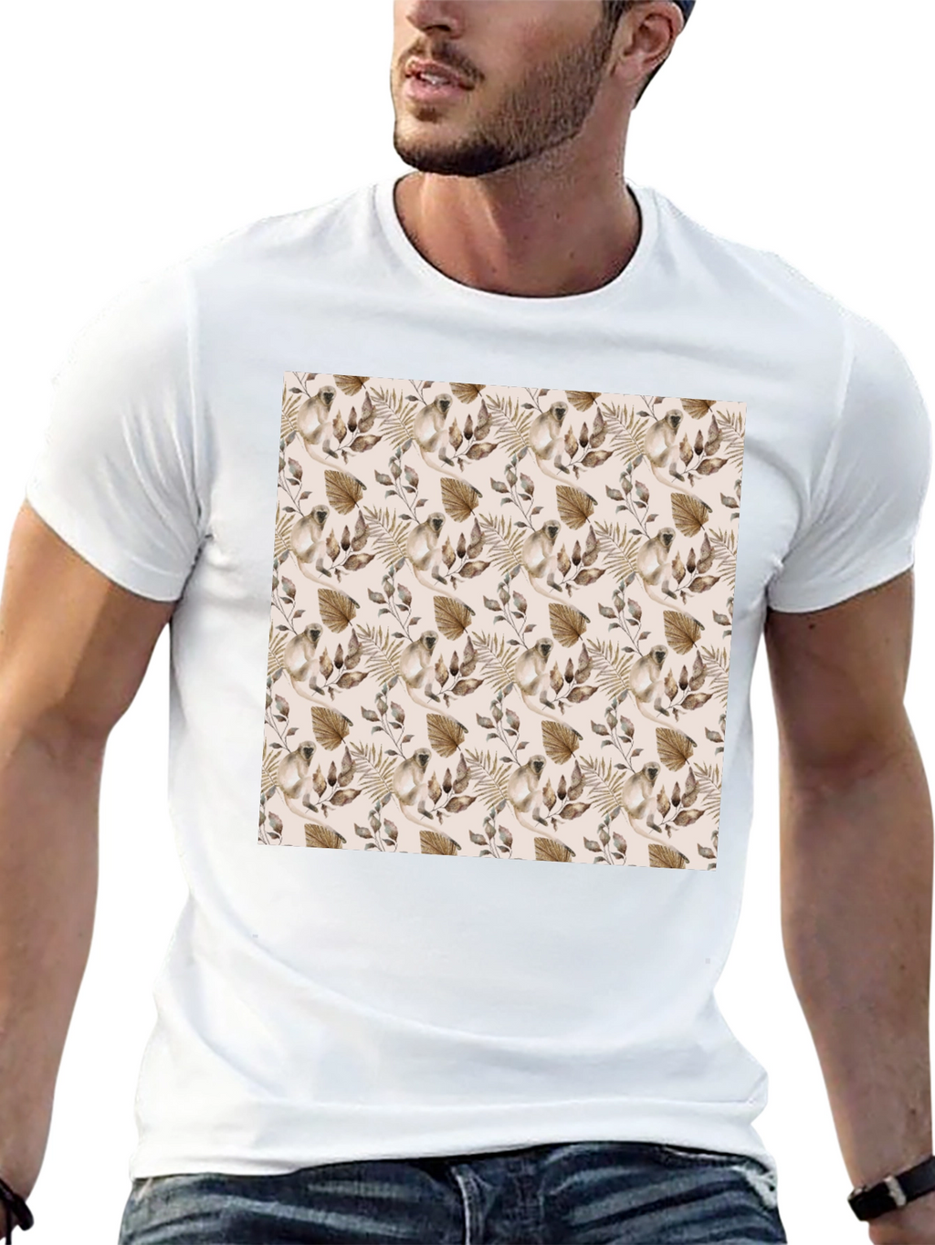 Botanical Pattern Black T-Shirt
