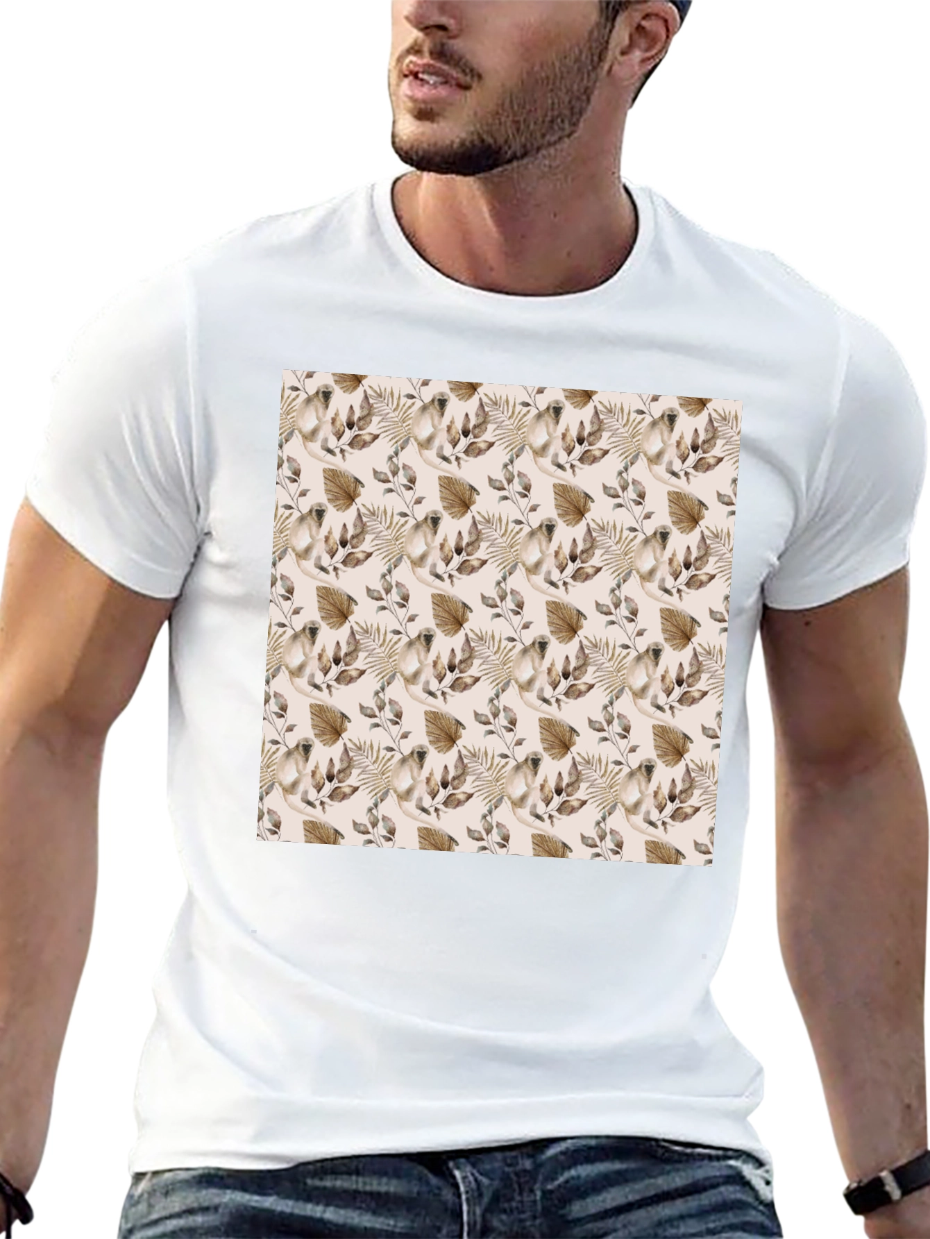 Botanical Pattern Black T-Shirt
