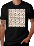 Botanical Pattern Black T-Shirt