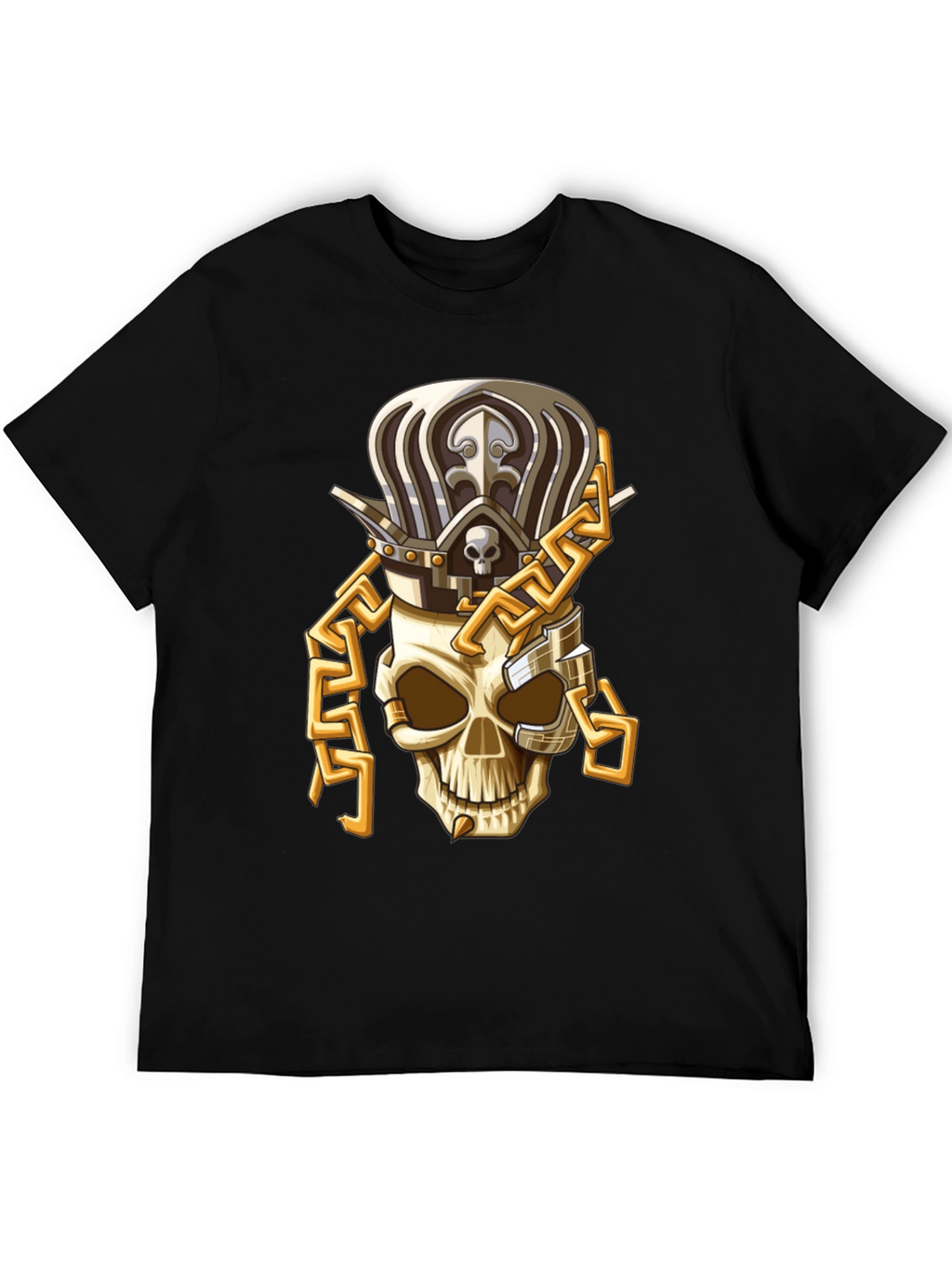 Skull King T-Shirt: Gold Chain Crown Design