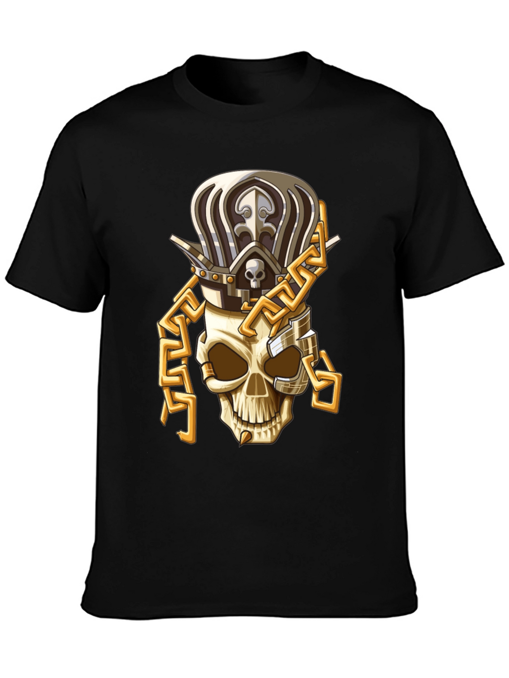 Skull King T-Shirt: Gold Chain Crown Design