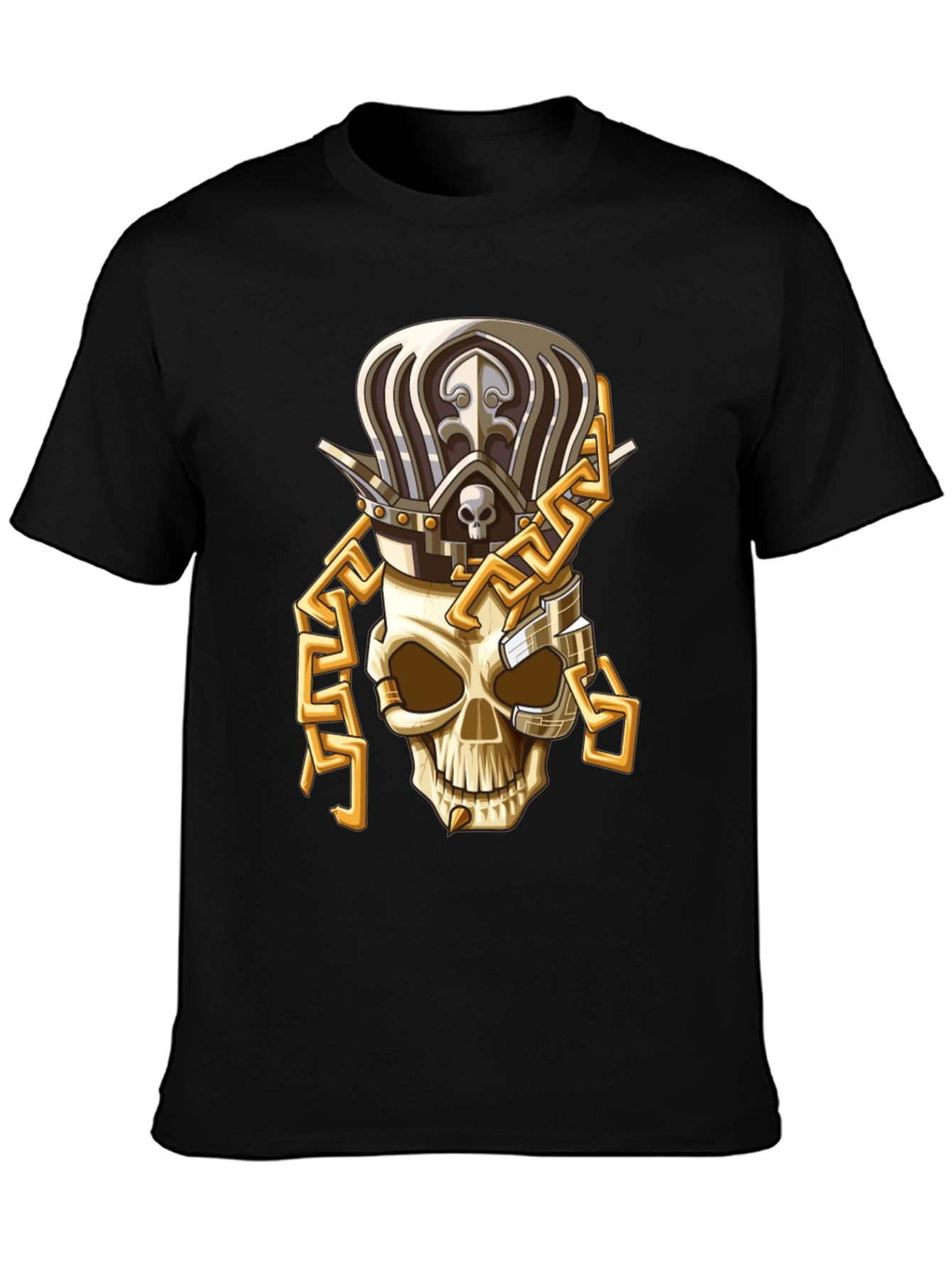 Skull King T-Shirt: Gold Chain Crown Design