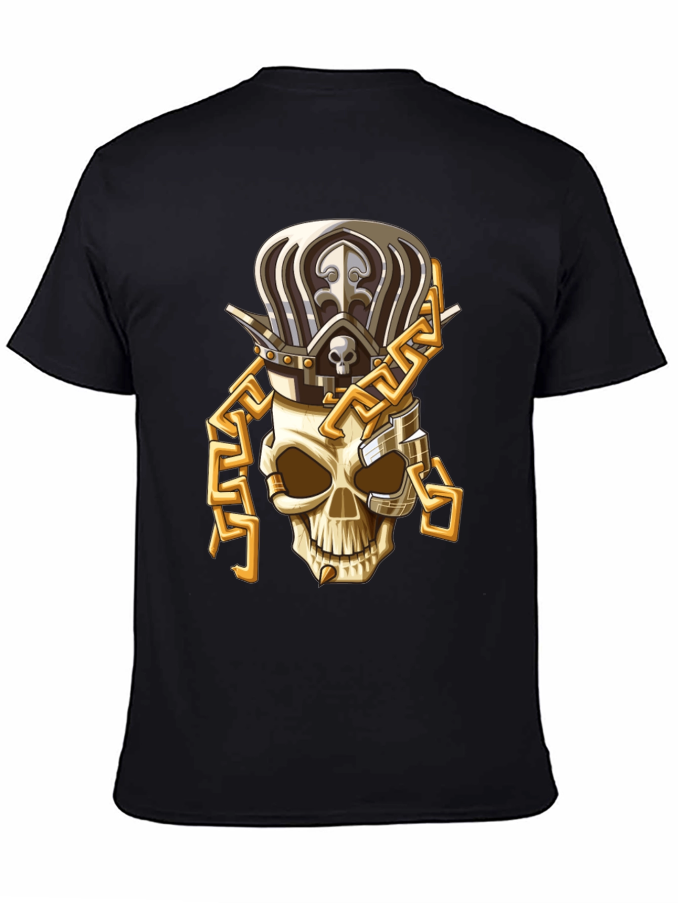 Skull King T-Shirt: Gold Chain Crown Design