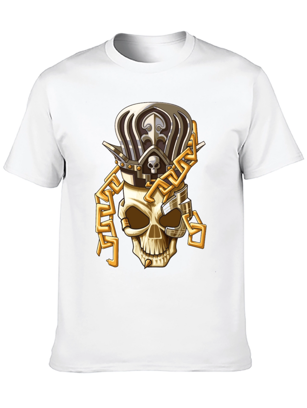 Skull King T-Shirt: Gold Chain Crown Design