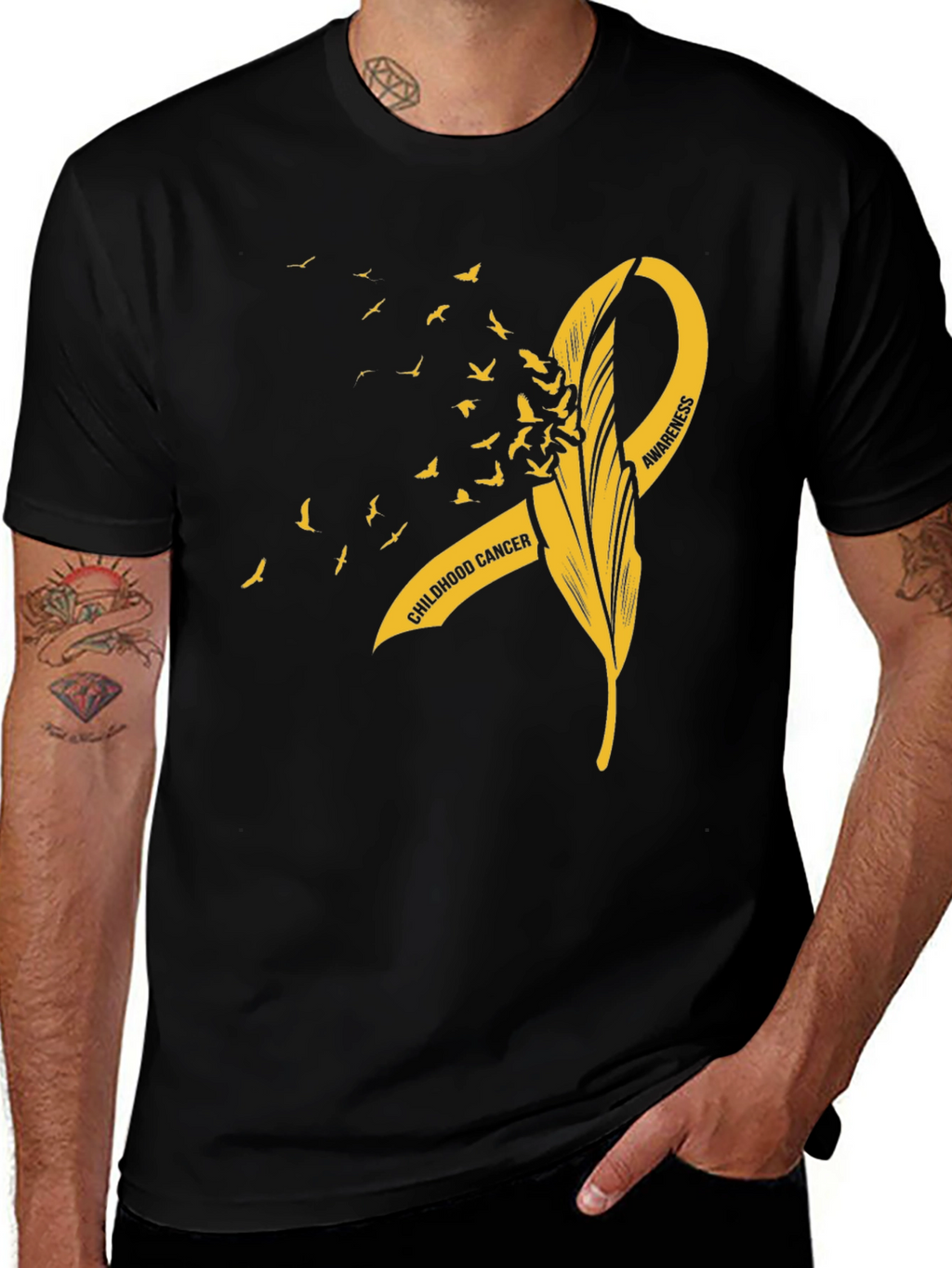 Childhood Cancer Awareness T-Shirt - Gold Ribbon