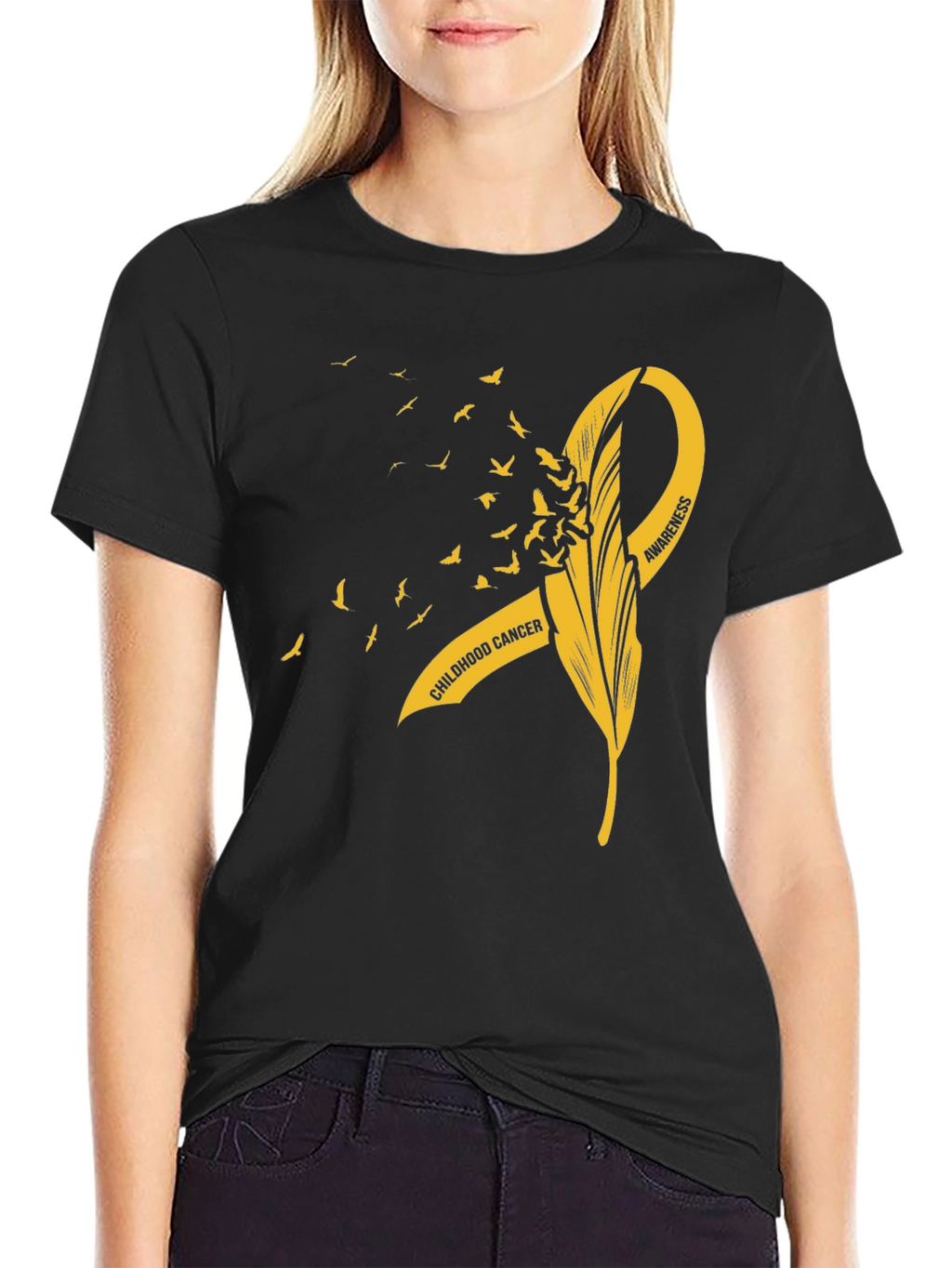Childhood Cancer Awareness T-Shirt - Gold Ribbon