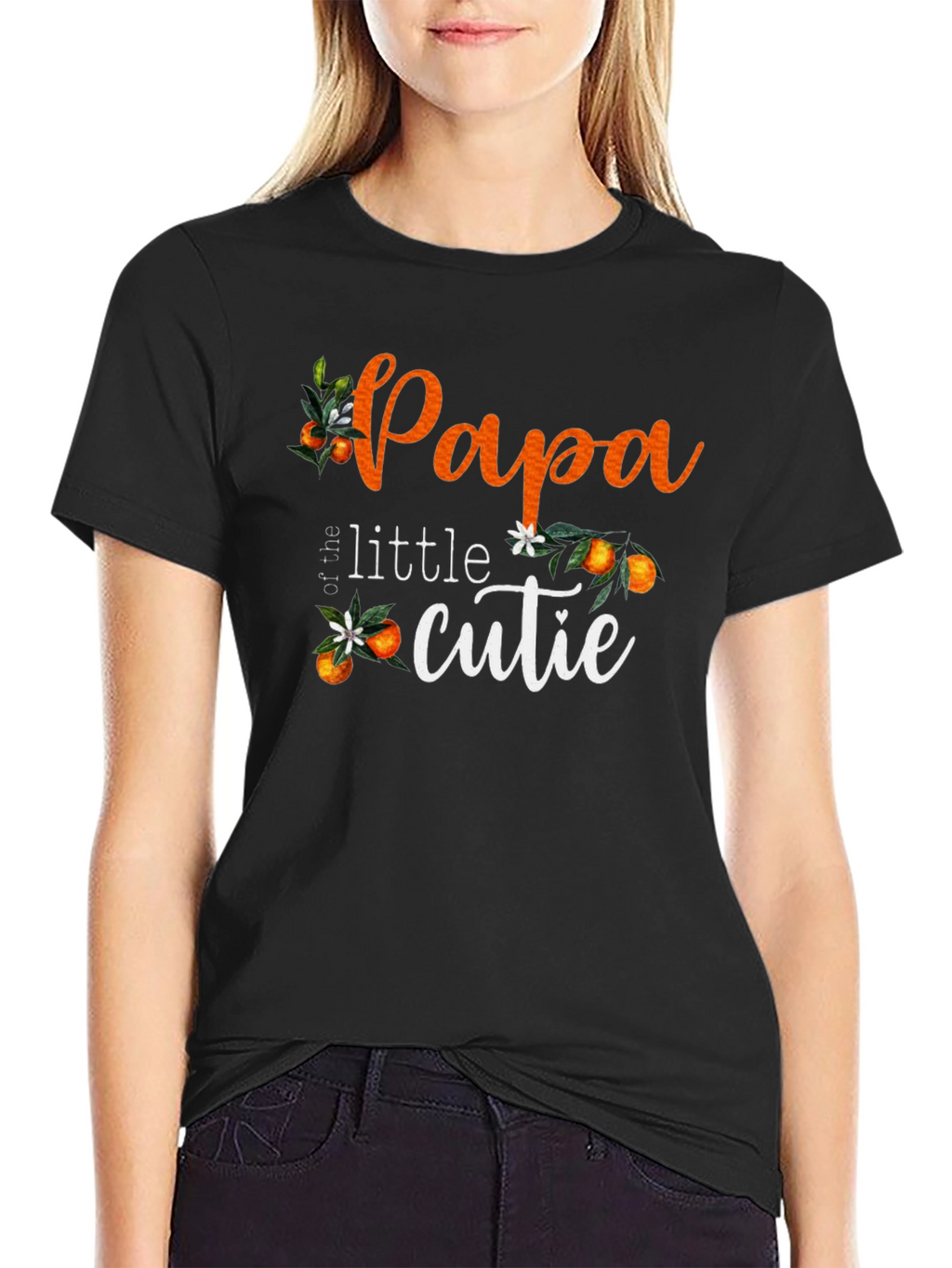 Papa of the Little Cutie Black T-Shirt