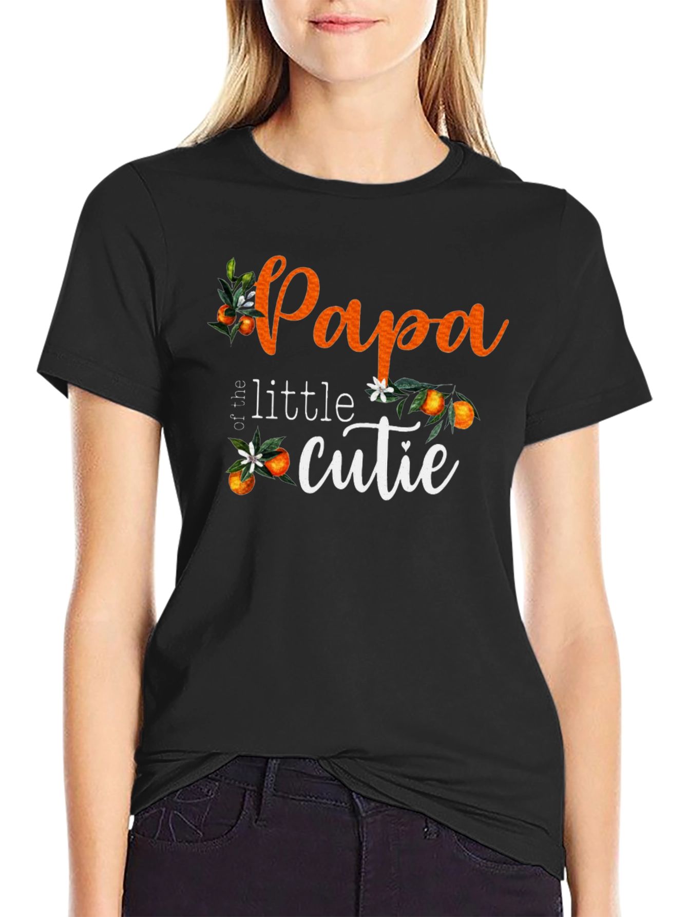 Papa of the Little Cutie Black T-Shirt