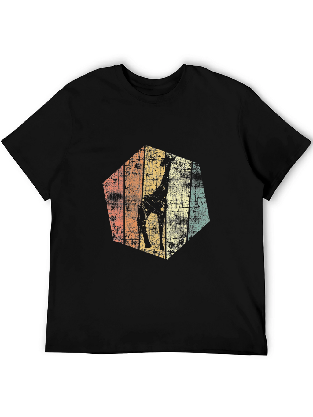 Retro Giraffe Graphic Tee - Mens Black T-Shirt