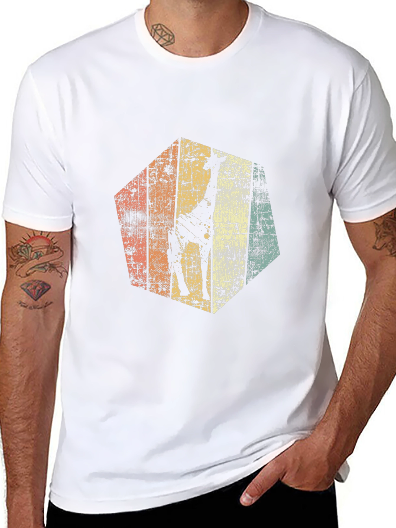 Retro Giraffe Graphic Tee - Mens Black T-Shirt