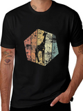 Retro Giraffe Graphic Tee - Mens Black T-Shirt