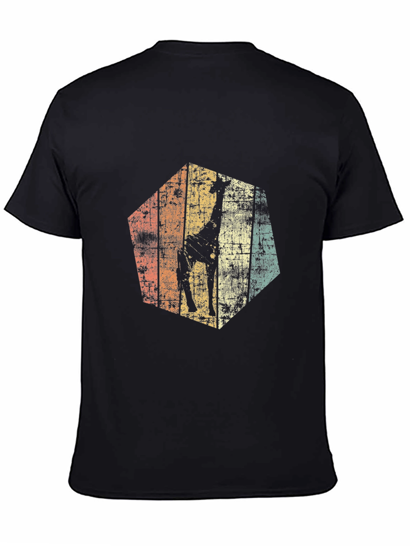 Retro Giraffe Graphic Tee - Mens Black T-Shirt